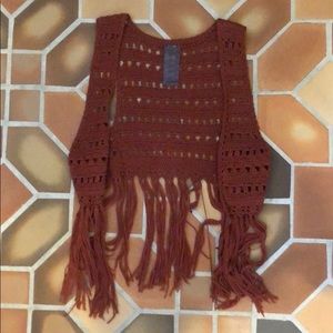 Woven fringe vest